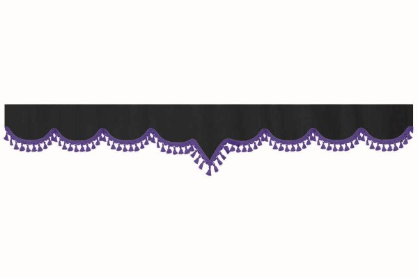 suedelook truck pane border with bobble, Double processed anthracite-black lilac V-form 23 cm