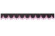 Wildlederoptik Lkw Scheibenbordüre mit Quastenbommel, doppelt verarbeitet anthrazit-schwarz pink Bogenform 23 cm