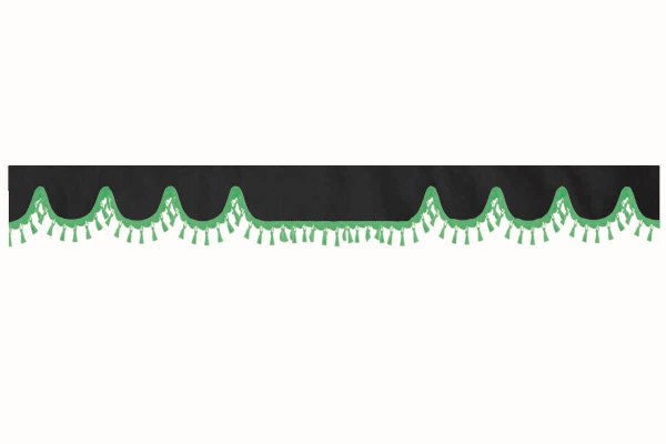 Wildlederoptik Lkw Scheibenbordüre mit Quastenbommel, doppelt verarbeitet anthrazit-schwarz grün Wellenform 23 cm