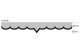 Wildlederoptik Lkw Scheibenbordüre mit Quastenbommel, doppelt verarbeitet grau braun V-Form 23 cm
