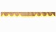 Wildlederoptik Lkw Scheibenbordüre mit Quastenbommel, doppelt verarbeitet caramel gelb Wellenform 23 cm