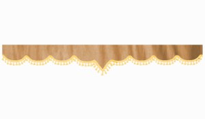 suedelook truck pane border with bobble, Double processed caramel yellow V-form 23 cm