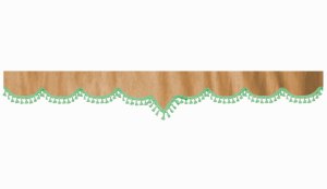 suedelook truck pane border with bobble, Double processed caramel green V-form 23 cm