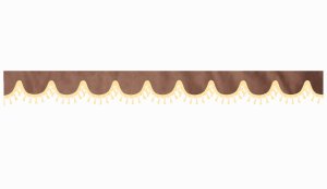suedelook truck pane border with bobble, Double processed grizzly beige shape 23 cm
