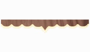 suedelook truck pane border with bobble, Double processed grizzly beige V-form 23 cm