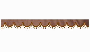 suedelook truck pane border with bobble, Double processed grizzly brown shape 23 cm