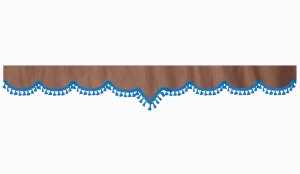 suedelook truck pane border with bobble, Double processed grizzly blue V-form 23 cm