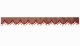 Wildlederoptik Lkw Scheibenbordüre mit Quastenbommel, doppelt verarbeitet grizzly rot Bogenform 23 cm