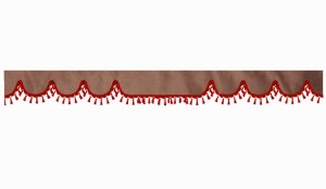 suedelook truck pane border with bobble, Double processed grizzly red Wave form 23 cm
