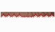 Wildlederoptik Lkw Scheibenbordüre mit Quastenbommel, doppelt verarbeitet grizzly rot Wellenform 23 cm