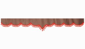 suedelook truck pane border with bobble, Double processed grizzly red V-form 23 cm