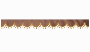 suedelook truck pane border with bobble, Double processed grizzly caramel shape 23 cm