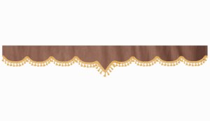 suedelook truck pane border with bobble, Double processed grizzly caramel V-form 23 cm