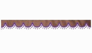 suedelook truck pane border with bobble, Double processed grizzly lilac shape 23 cm