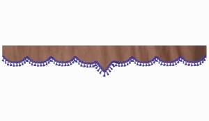 suedelook truck pane border with bobble, Double processed grizzly lilac V-form 23 cm