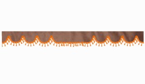 suedelook truck pane border with bobble, Double processed grizzly orange Wave form 23 cm
