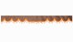 Wildlederoptik Lkw Scheibenbordüre mit Quastenbommel, doppelt verarbeitet grizzly orange Wellenform 23 cm