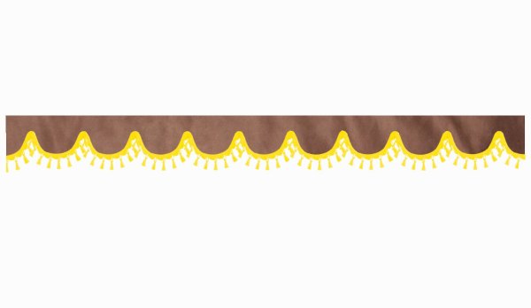 Disco con bordo in camoscio con pom-pom in nappa, doppia lavorazione a forma di arco giallo grizzly 23 cm
