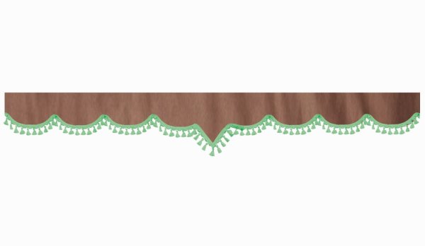 suedelook truck pane border with bobble, Double processed grizzly green V-form 23 cm