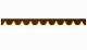 Skivbård med tofs och pompom, dubbelbearbetad mörkbrun beige bågform 23 cm