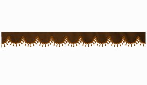 Skivb&aring;rd med tofs och pom-pom, dubbelarbetad m&ouml;rkbrun brun b&aring;gform 23 cm