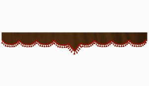 suedelook truck pane border with bobble, Double processed dark brown bordeaux V-form 23 cm