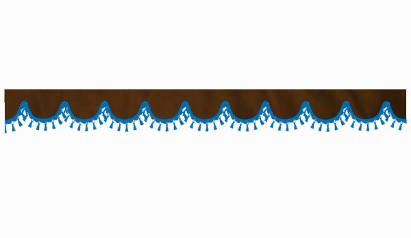 Disco in camoscio con pompon in nappina, doppia lavorazione marrone scuro blu a forma di fiocco 23 cm