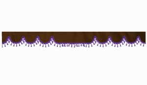Skivb&aring;rd med tofs och pompom, dubbelbearbetad m&ouml;rkbrun lila v&aring;gform 23 cm