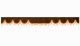 Wildlederoptik Lkw Scheibenbordüre mit Quastenbommel, doppelt verarbeitet dunkelbraun orange Wellenform 23 cm