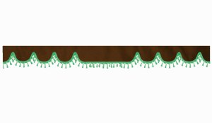 suedelook truck pane border with bobble, Double processed dark brown green Wave form 23 cm