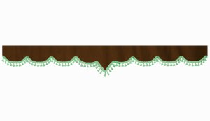 suedelook truck pane border with bobble, Double processed dark brown green V-form 23 cm