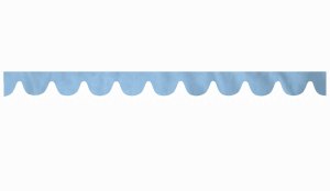 Wildlederoptik Lkw Scheibenbord&uuml;re mit Quastenbommel, doppelt verarbeitet hellblau wei&szlig; Bogenform 23 cm