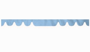 Wildlederoptik Lkw Scheibenbord&uuml;re mit Quastenbommel, doppelt verarbeitet hellblau wei&szlig; Wellenform 23 cm