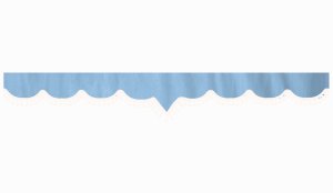 Wildlederoptik Lkw Scheibenbord&uuml;re mit Quastenbommel, doppelt verarbeitet hellblau wei&szlig; V-Form 23 cm