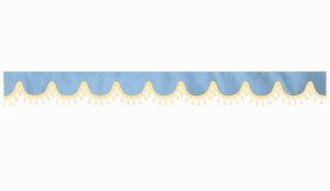 Disco in camoscio con pompon in nappina, doppia lavorazione azzurro beige a forma di fiocco 23 cm