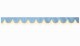 Skivbård med tofs och pompom, dubbelbearbetad ljusblå beige bågform 23 cm