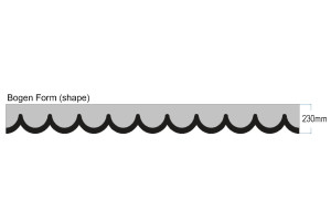 Skivb&aring;rd med tofs och pompom, dubbelbearbetad ljusbl&aring; svart b&aring;gform 23 cm