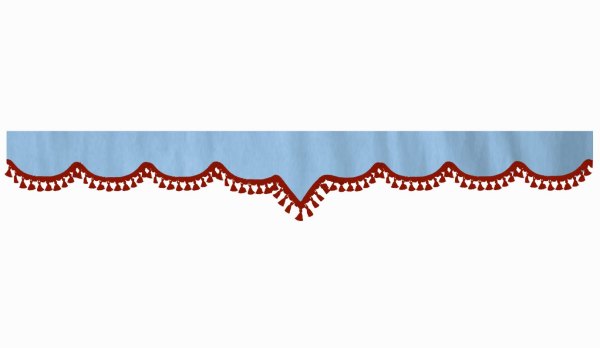 Skivbård med tofs och pompom, dubbelbearbetad ljusblå bordeaux V-form 23 cm