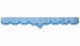 Wildlederoptik Lkw Scheibenbordüre mit Quastenbommel, doppelt verarbeitet hellblau blau V-Form 23 cm