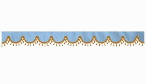 suedelook truck pane border with bobble, Double processed light blue caramel shape 23 cm