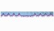 Wildlederoptik Lkw Scheibenbordüre mit Quastenbommel, doppelt verarbeitet hellblau flieder Wellenform 23 cm