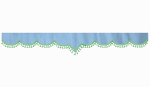 suedelook truck pane border with bobble, Double processed light blue green V-form 23 cm