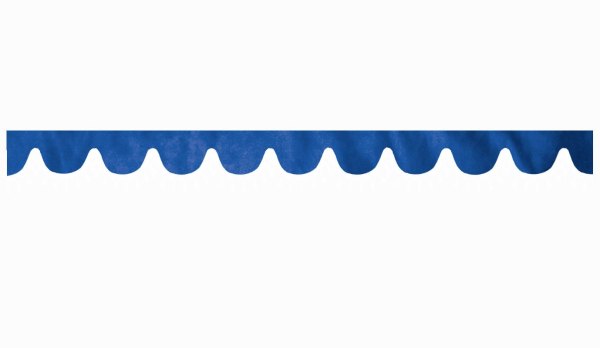 Skivbård med tofs och pompom, dubbelbearbetad mörkblå vit bågform 23 cm