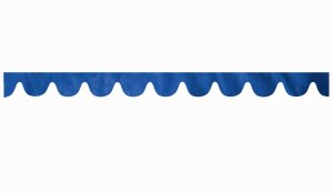 Wildlederoptik Lkw Scheibenbord&uuml;re mit Quastenbommel, doppelt verarbeitet dunkelblau wei&szlig; Bogenform 23 cm
