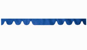 Wildlederoptik Lkw Scheibenbordüre mit Quastenbommel, doppelt verarbeitet dunkelblau weiß Wellenform 23 cm