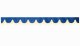 Skivbård med tofs och pom-pom, dubbelarbetad mörkblå beige bågform 23 cm