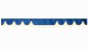 Wildlederoptik Lkw Scheibenbordüre mit Quastenbommel, doppelt verarbeitet dunkelblau beige Wellenform 23 cm