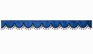Wildlederoptik Lkw Scheibenbord&uuml;re mit Quastenbommel, doppelt verarbeitet dunkelblau schwarz Bogenform 23 cm