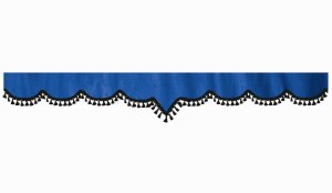 Wildlederoptik Lkw Scheibenbordüre mit Quastenbommel, doppelt verarbeitet dunkelblau schwarz V-Form 23 cm