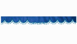 Wildlederoptik Lkw Scheibenbord&uuml;re mit Quastenbommel, doppelt verarbeitet dunkelblau blau Wellenform 23 cm